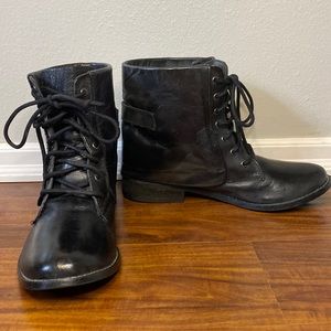 MIA Women’s Lace-up Combat Boots Black Leather Size 10